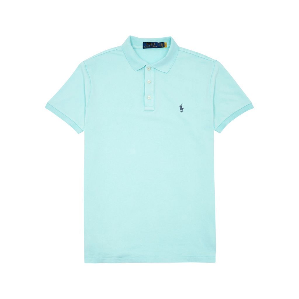 Logo-embroidered Terry-cotton Polo Shirt - Turquoise - S