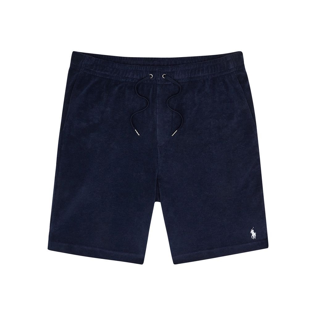 Logo-embroidered Terry-cotton Shorts - Navy - M