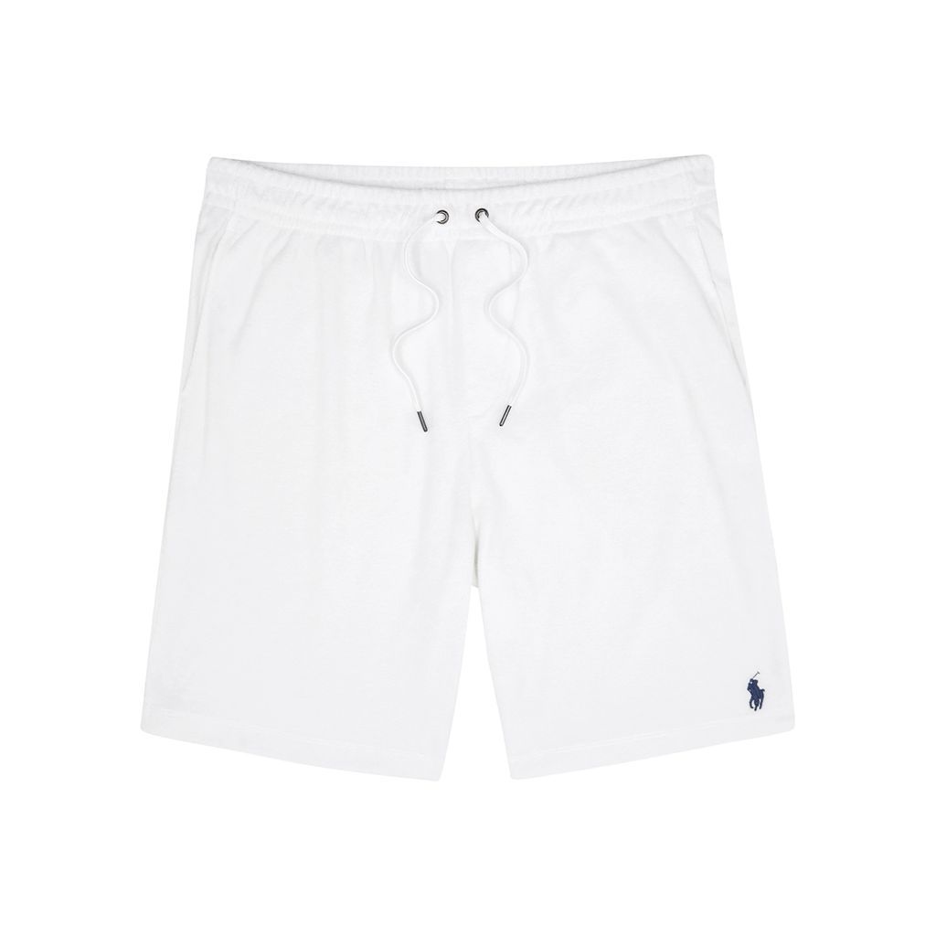 Logo-embroidered Terry-cotton Shorts - White - L