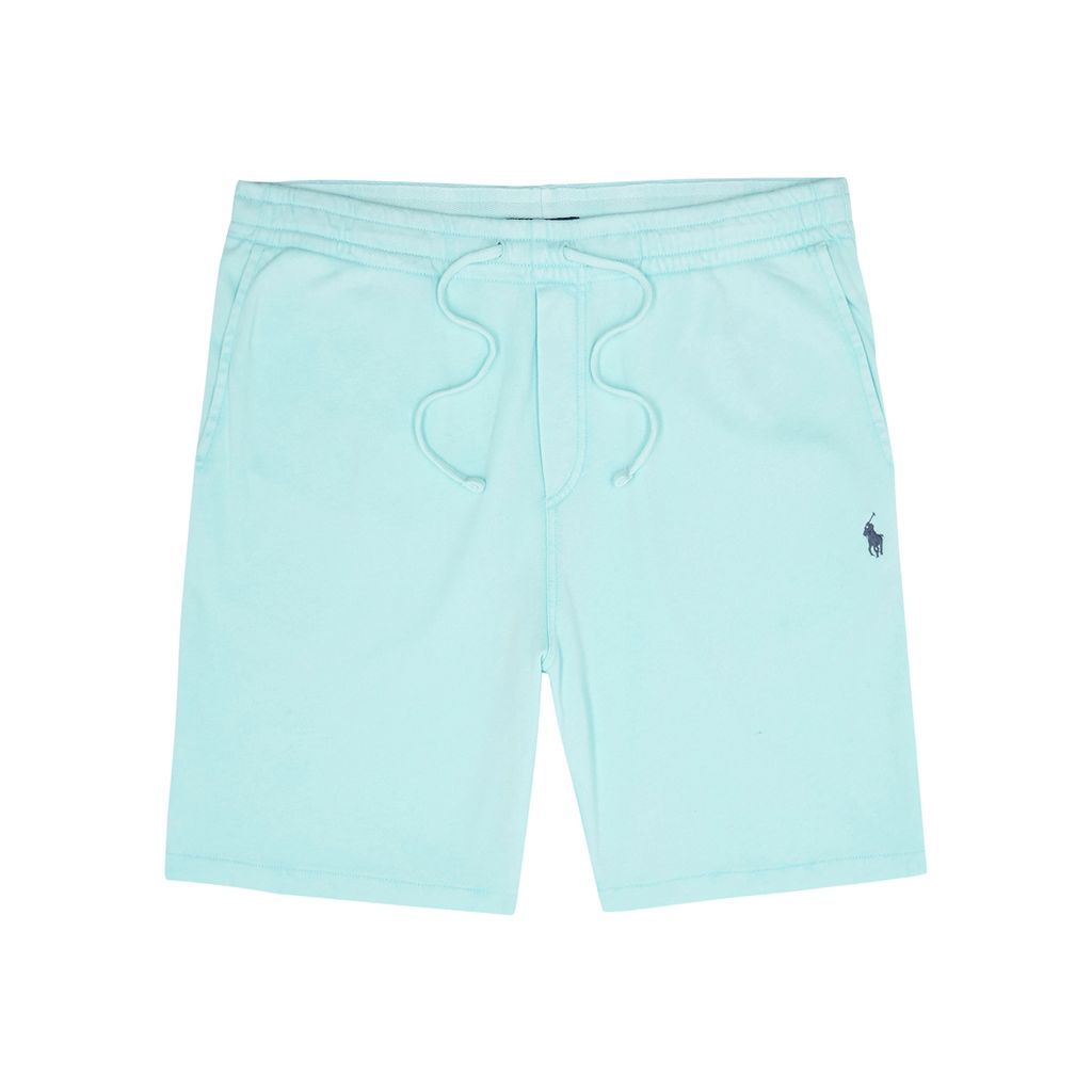Logo-embroidered Terry-cotton Shorts - Turquoise - XL