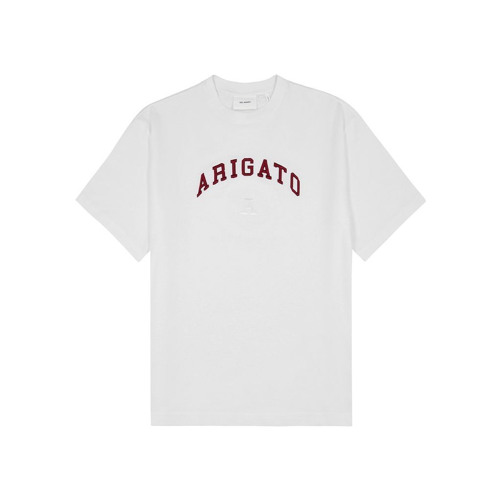 University Logo-embroidered Cotton T-shirt - White And Red - M