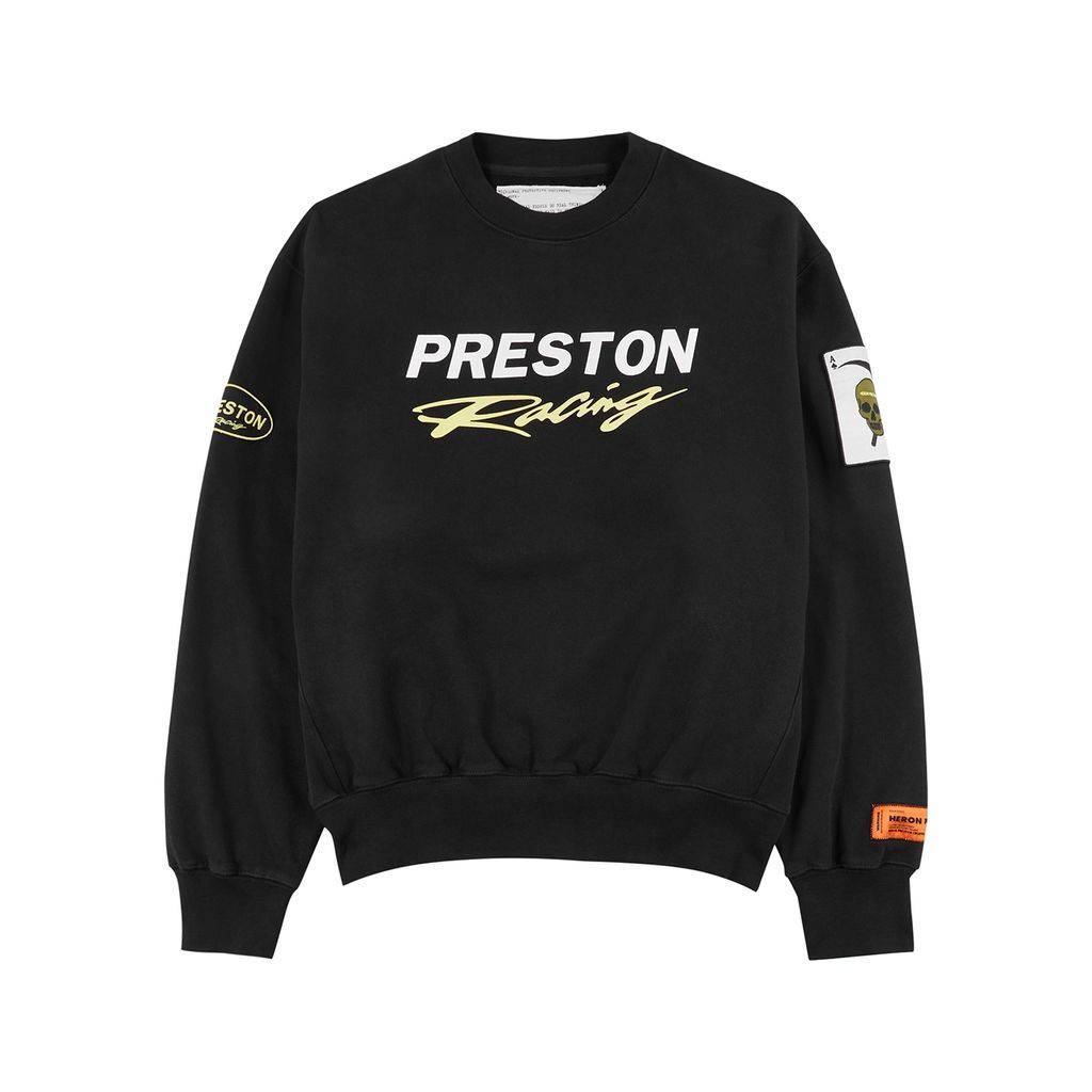 Racing Printed Cotton Sweatshirt - Black And White - M