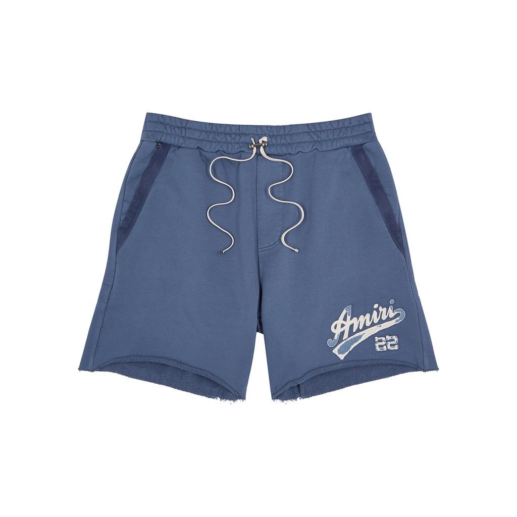 Logo-embroidered Cotton Shorts - Blue - L