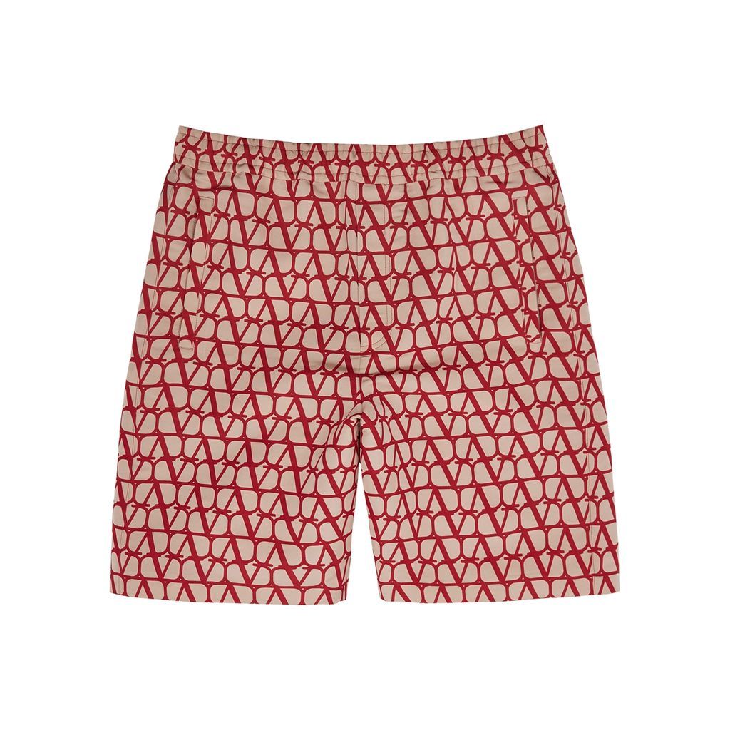 Toile Iconographe Monogrammed Silk-taffeta Shorts - RED - 46