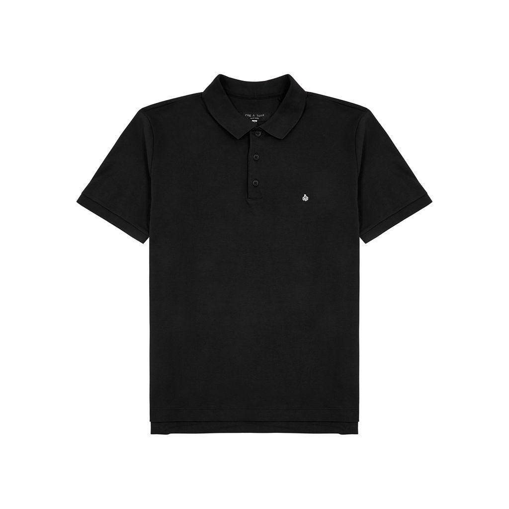 Interlock Cotton Polo Shirt - Black - Xxl