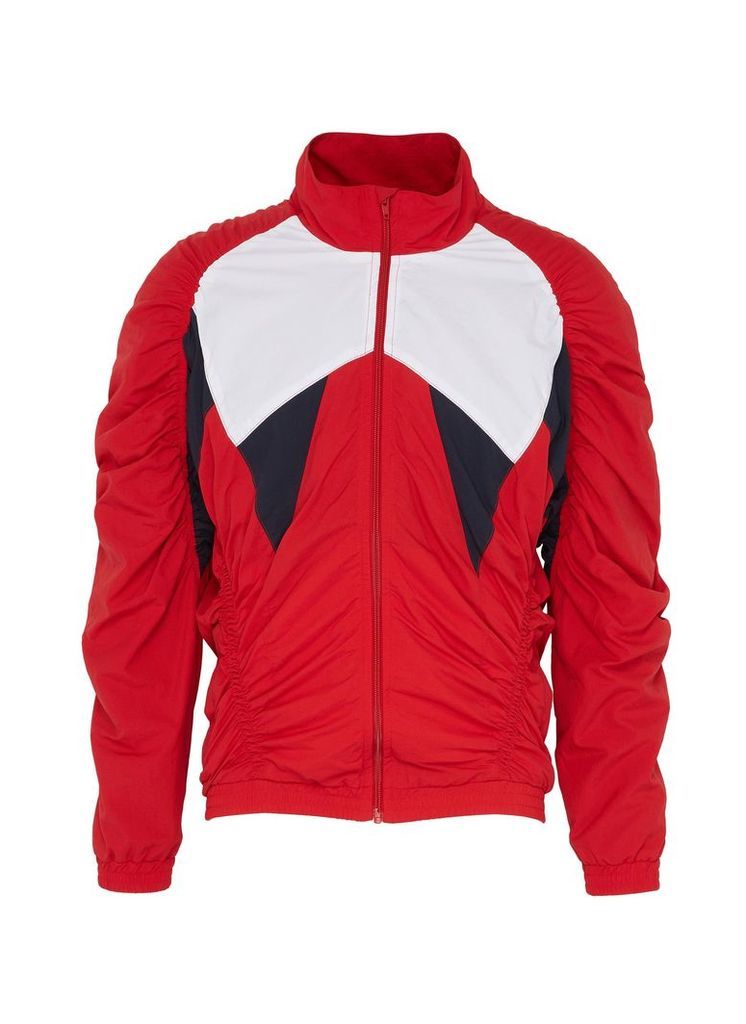 Ruched colourblock panel track jacket