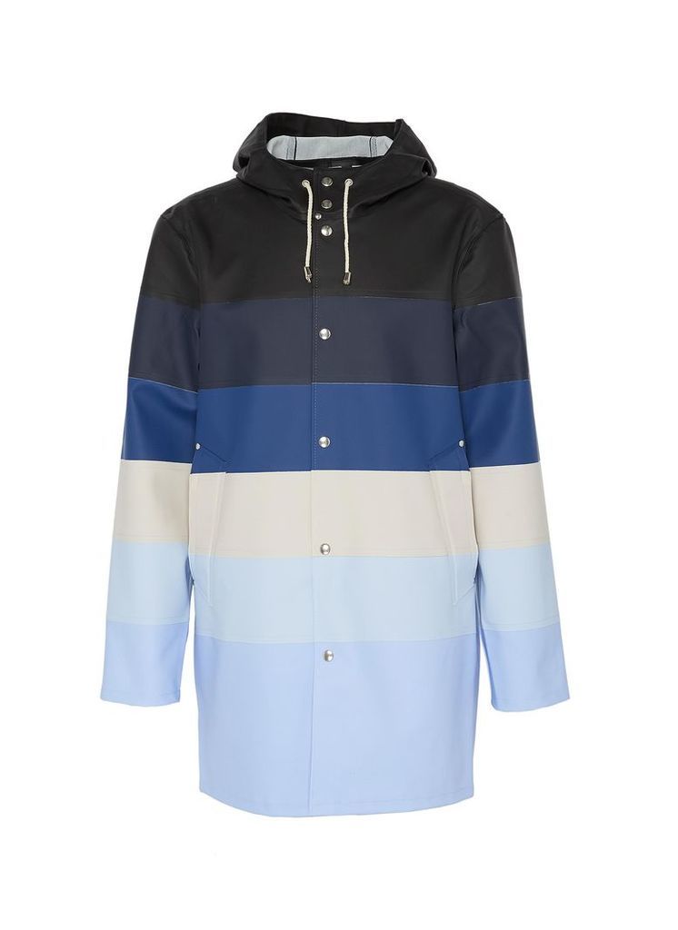 'Stockholm' colourblock stripe hooded unisex raincoat