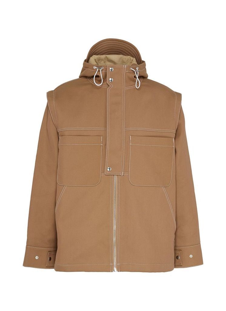 'La veste Meunier' contrast topstitching hooded jacket