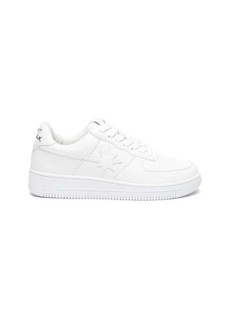 Triple White Leather Lace Up Sneakers