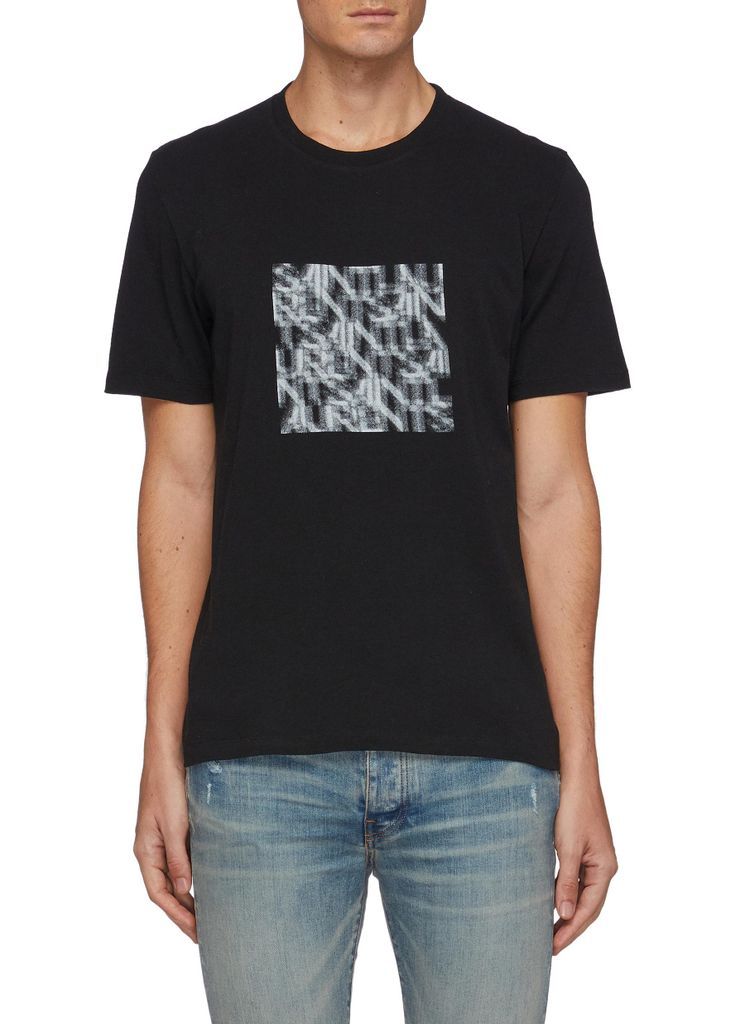 Square Opaque Graphic Print Cotton Crewneck T-Shirt