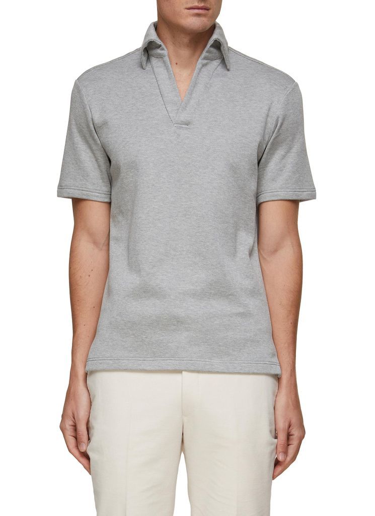 Open Collar Cotton Polo Shirt