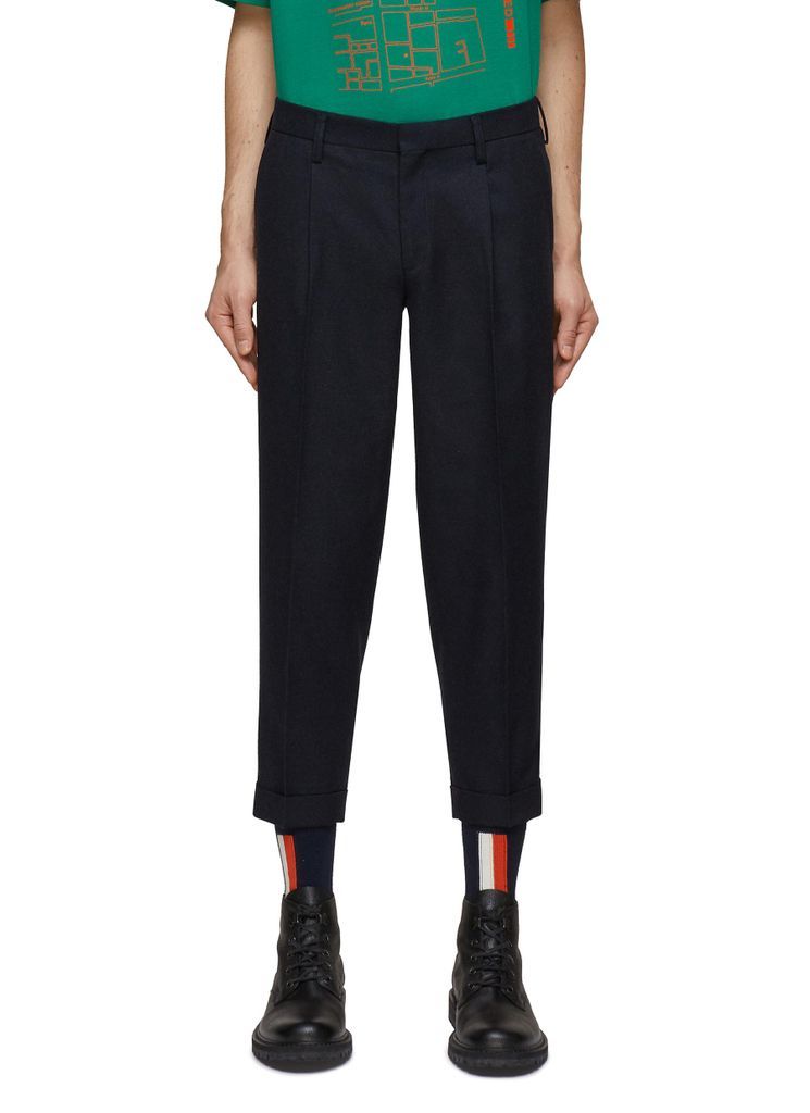 SINGLE PLEAT TAILORED TAPERED FOLDED CUFF WOOL TROUSERS