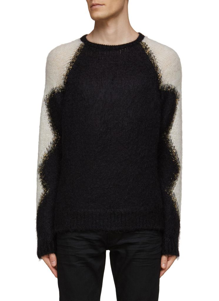 OVERSIZE CREWNECK LONG SLEEVE MOHAIR WOOL KNITTED SWEATER