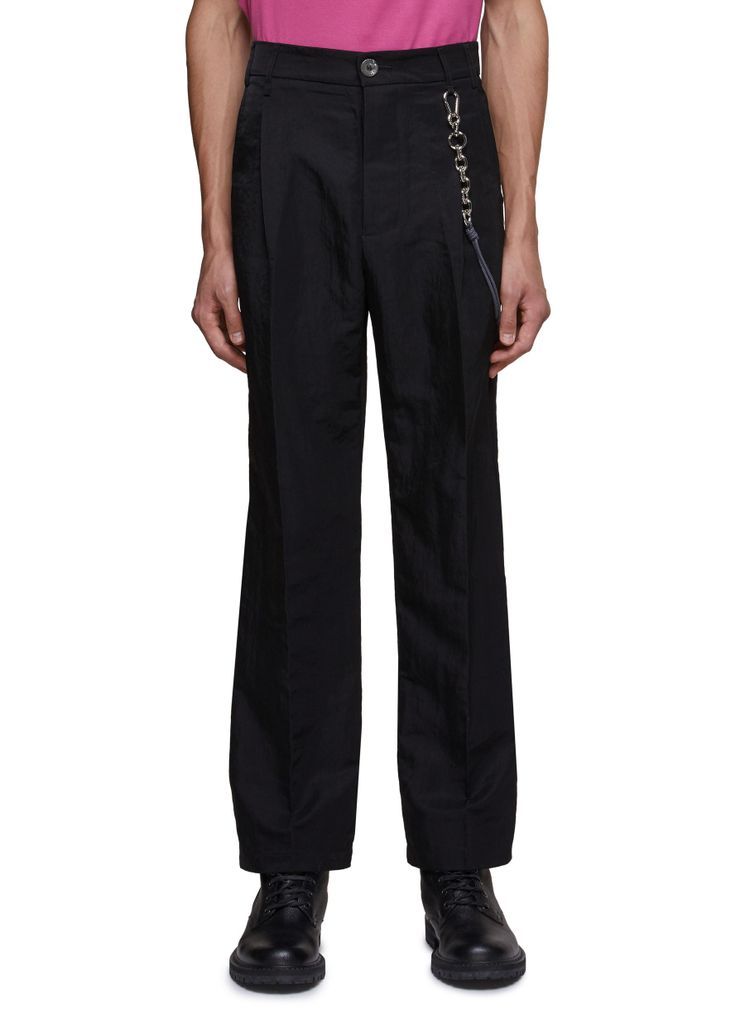 'LUXE' POLY STRAIGHT LEG LOOSE PLEATED PANTS