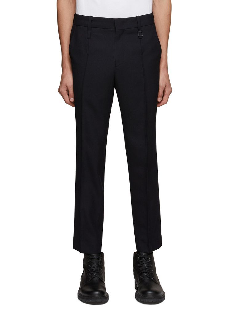 Creased Wool Blend Tappered Cropped Pants