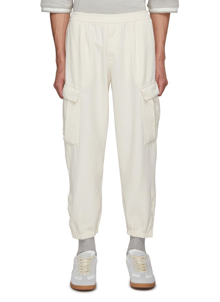Textured Cotton Cropped Cargo Pants