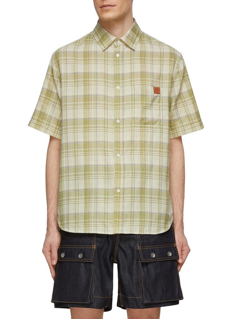 Anagram Patch Chequered Short Sleeve Button Up Shirt