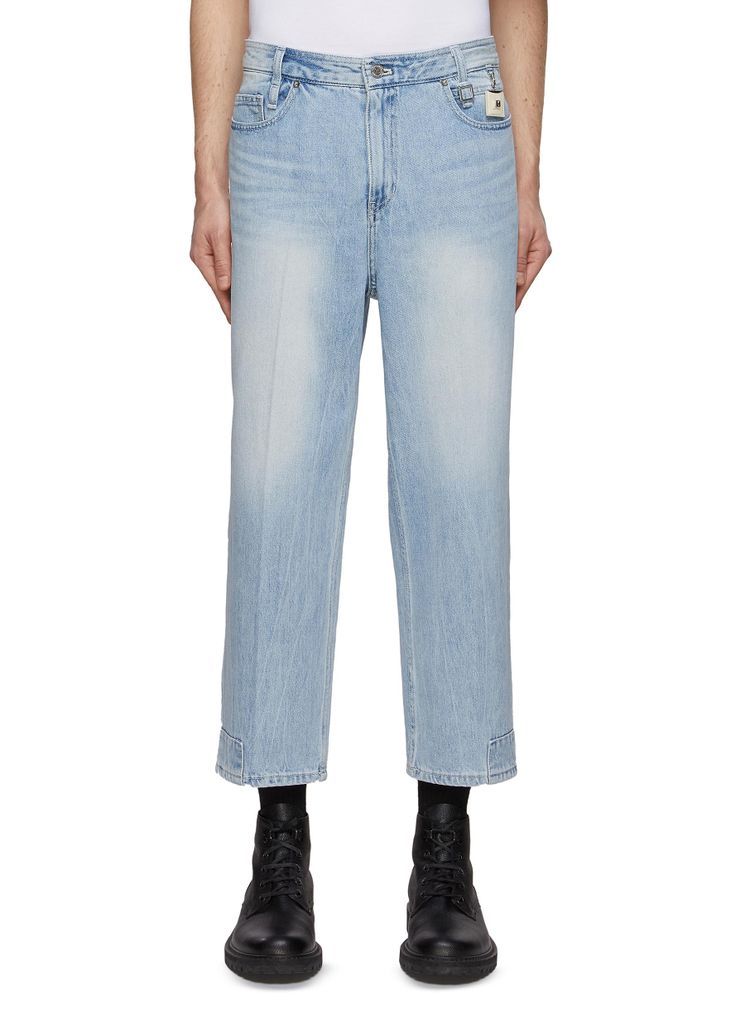Light Washed Straight Cropped Jeans