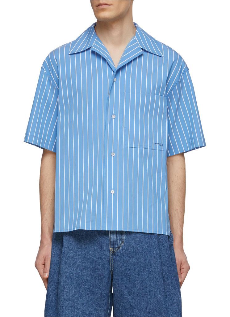 Striped Cotton Boxy Short Sleeve Shirt