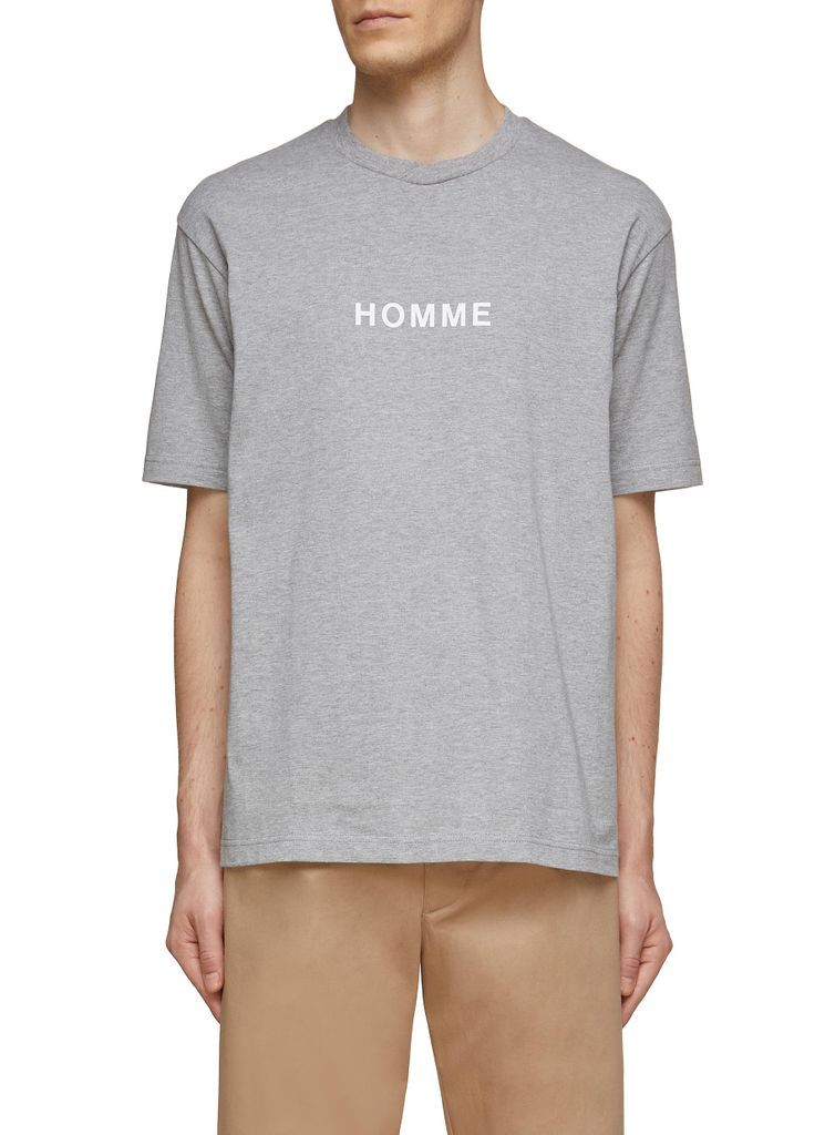 ‘Homme' Chest Print Cotton Crewneck T-Shirt