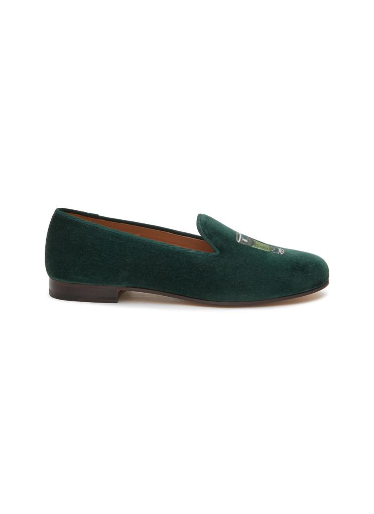 ‘ABSINTHE' ALMOND TOE SHOT GLASS EMBROIDERED VELVET LOAFERS