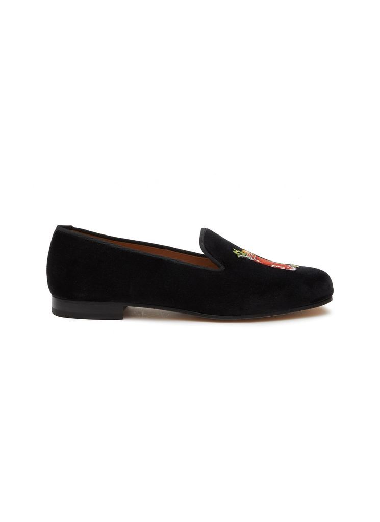 ‘MARY MOJITO' ALMOND TOE COCKTAIL EMBROIDERED VELVET LOAFERS