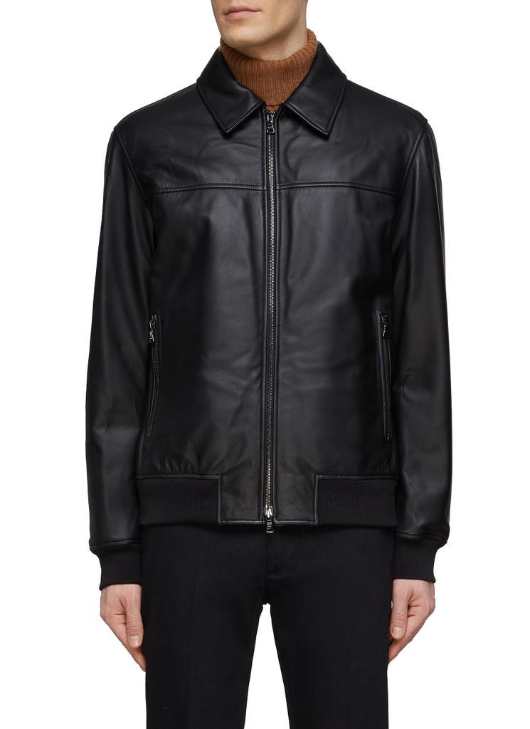 ‘Aqualeather' Leather Zip Up Shirt Jacket