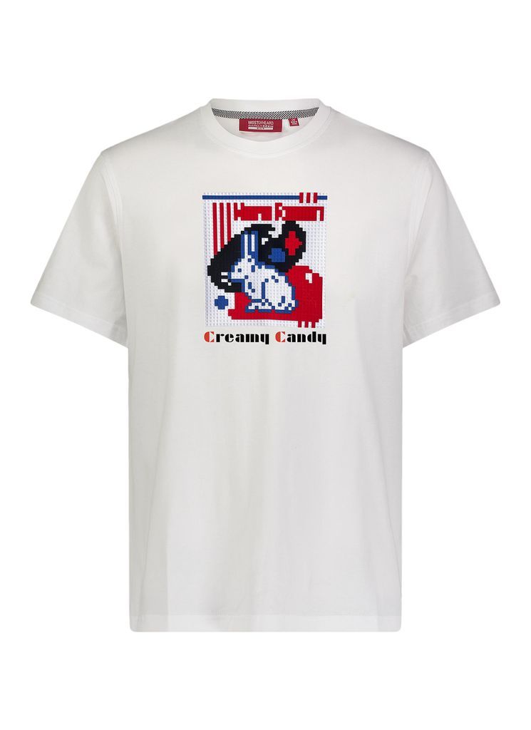‘Creamy Candy' Pixelated White Rabbit Crewneck T-Shirt