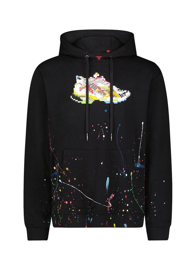 ‘Multi Neon Runner' Pixelated Sneaker Paint Splashed Drawstring Hoodie