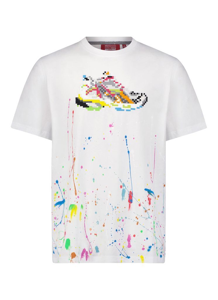 ‘Multi Neon Runner' Pixelated Sneaker Paint Splashed Crewneck T-Shirt