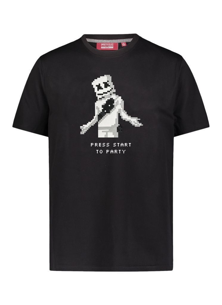 ‘Party Starter Marshmello' Pixelated Graphic Crewneck T-Shirt