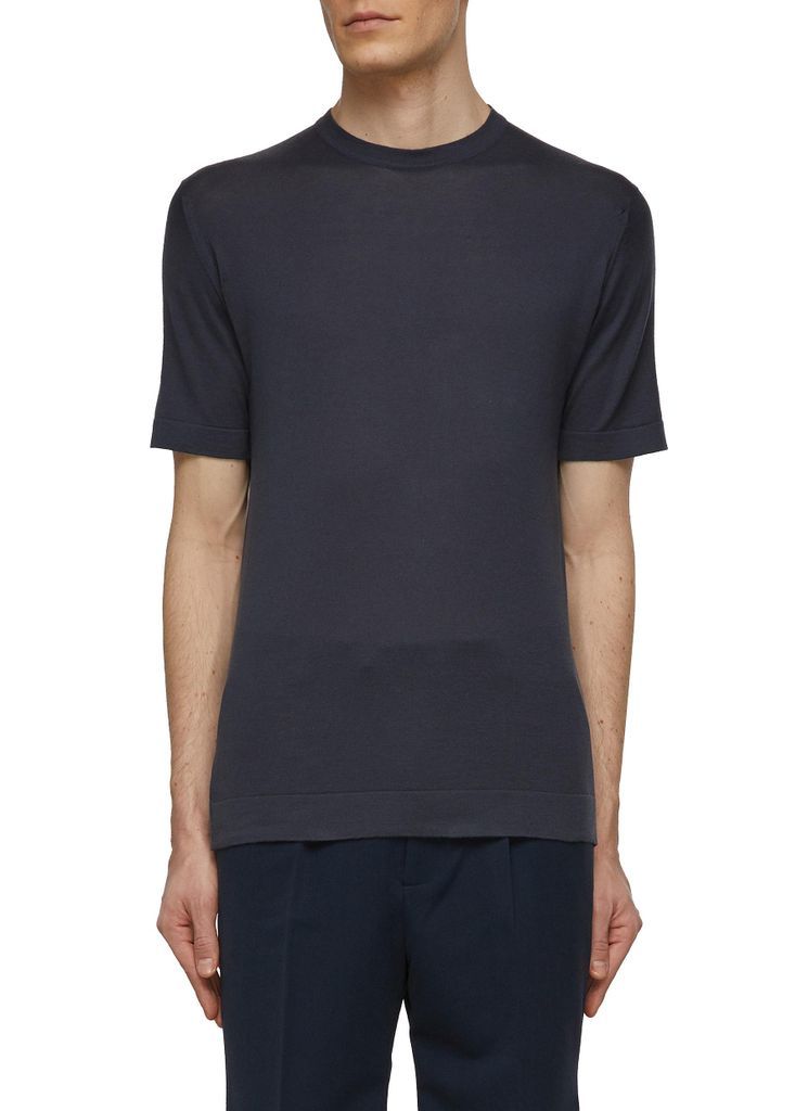 ‘Lorca' Crewneck Short Sleeve Sea Island Cotton Knit T-Shirt