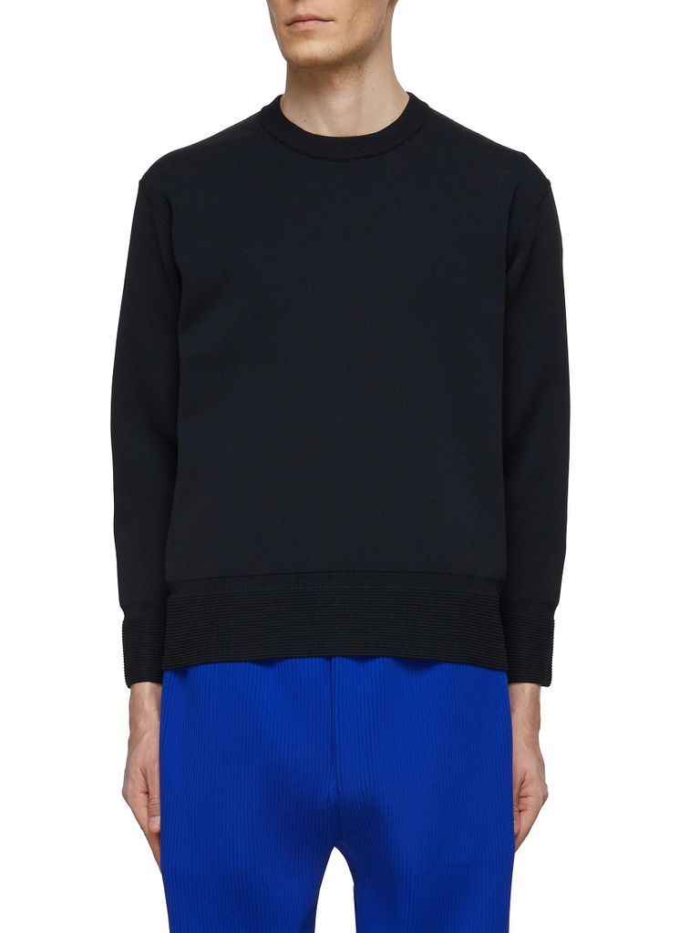 ‘Milan' Crewneck Long Sleeve Rib Knit Panel Sweatshirt