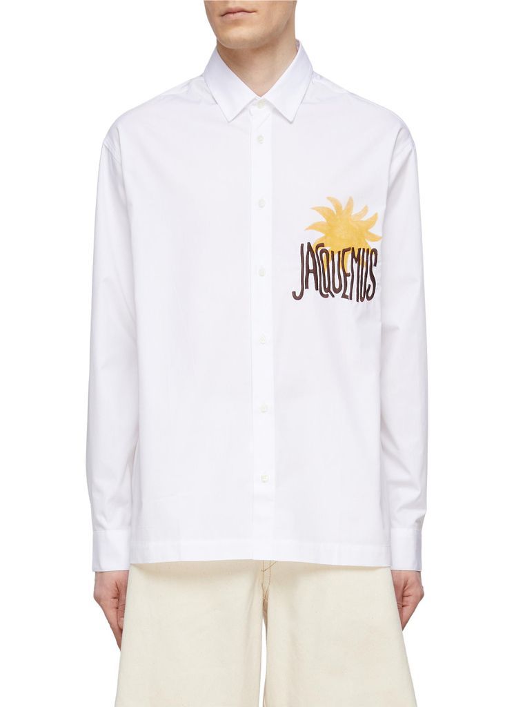 ‘La Chemise Baou' Logo Embroidery Baroque Sun Print Long Sleeve Shirt