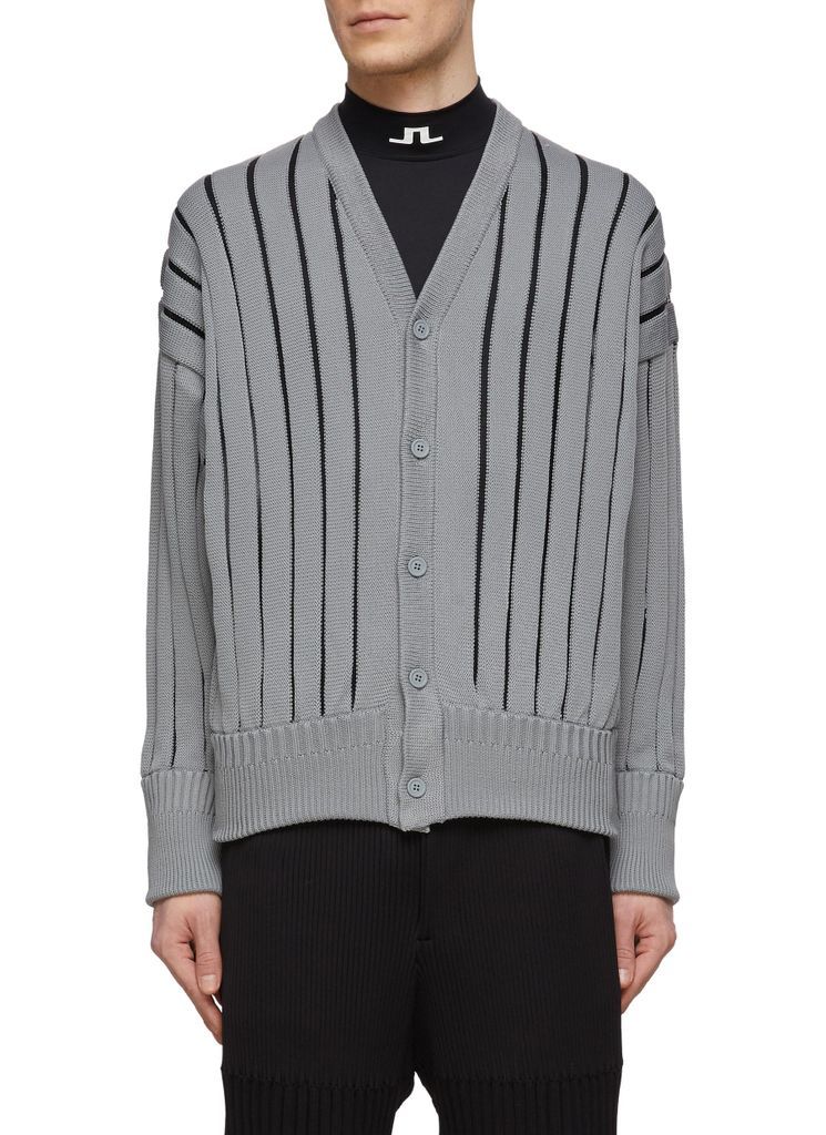 ‘Louver' Panelled Button Front Knit Cardigan