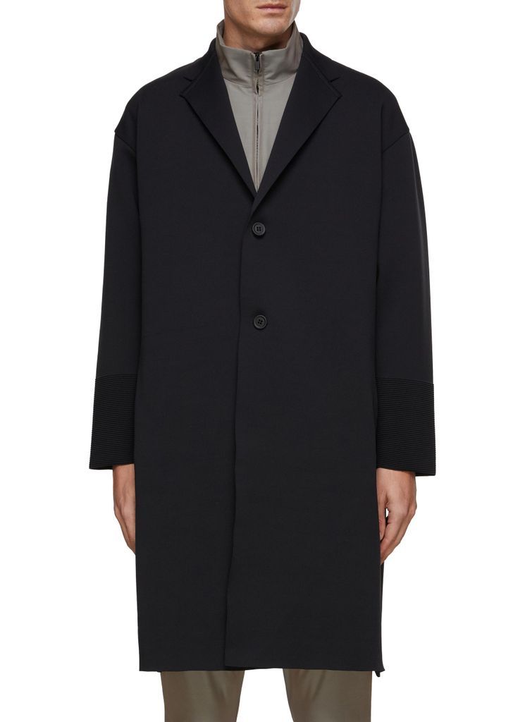 ‘DF' Ribbed Cuff Single Breasted Coat