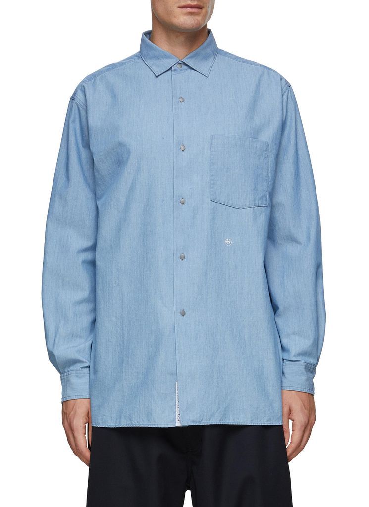 Logo Embroidered Button Up Chambray Shirt