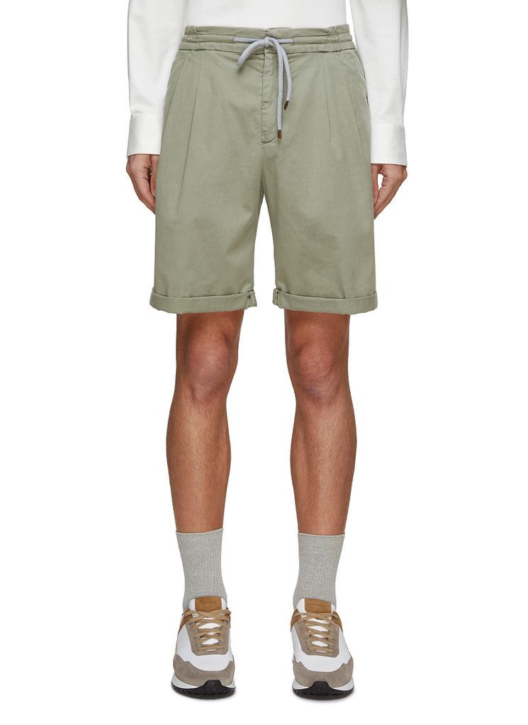 Drawstring Waist Pleated Bermuda Shorts