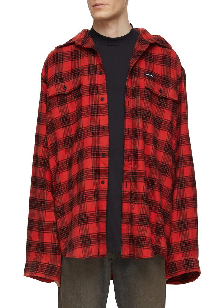 Oversized Cotton Flannel Button Up Shirt