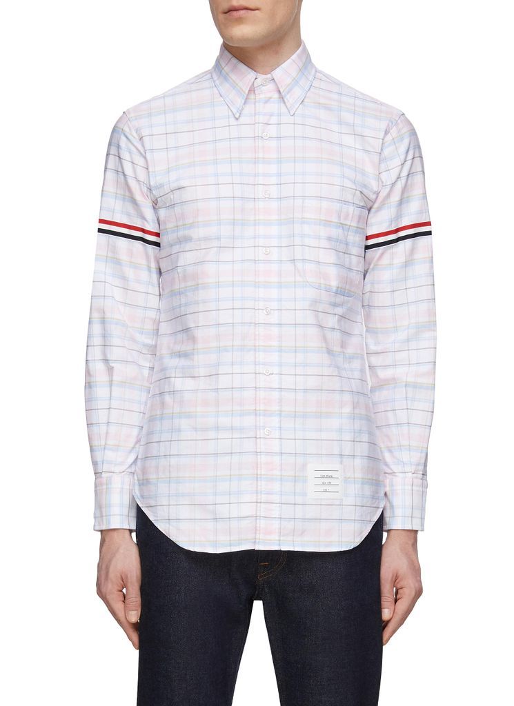 Tricoloured Stripe Plaid Cotton Shirt