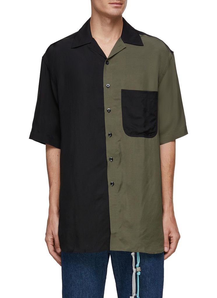 Two Tone Oversized Button Up Shirt