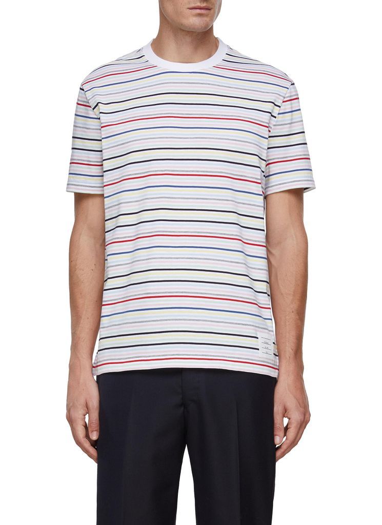 Striped Crewneck Short Sleeve Cotton T-Shirt