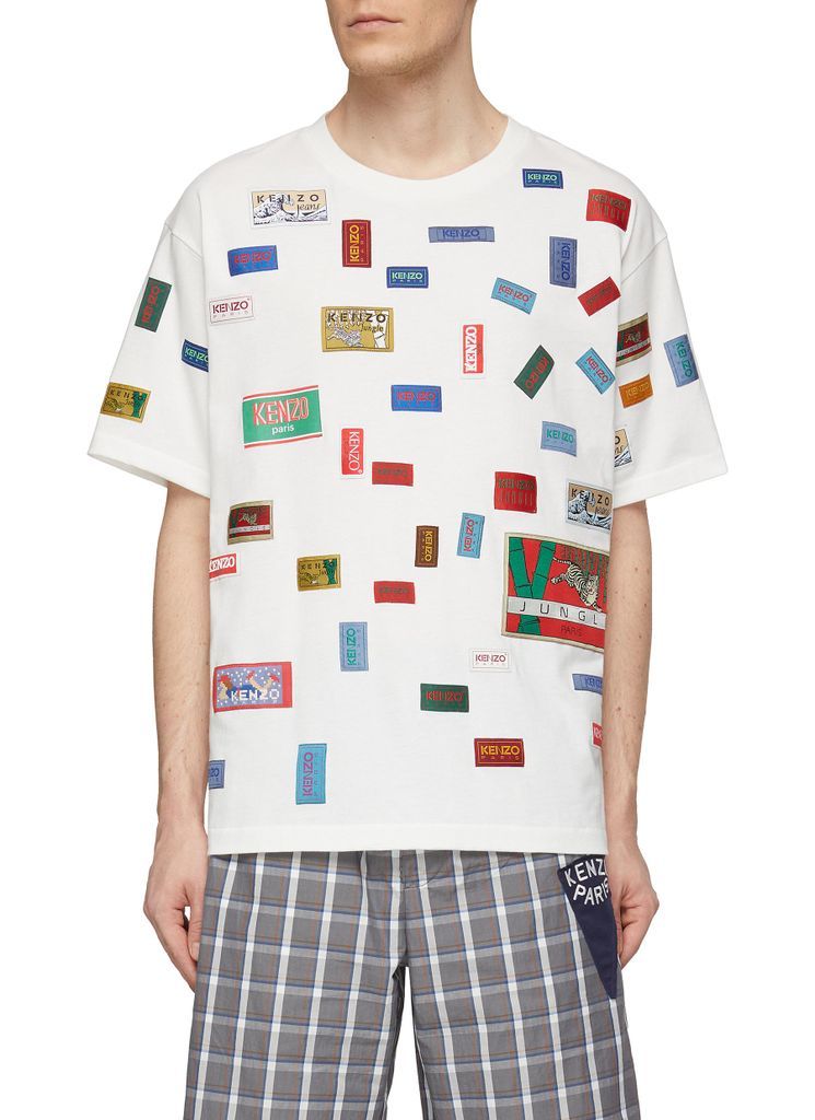 Archive Label Print Crewneck Oversize Cotton T-Shirt