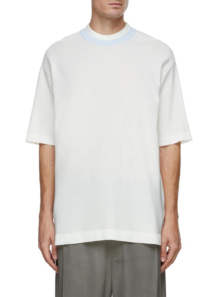 Contrast Neckline Cupro T-Shirt