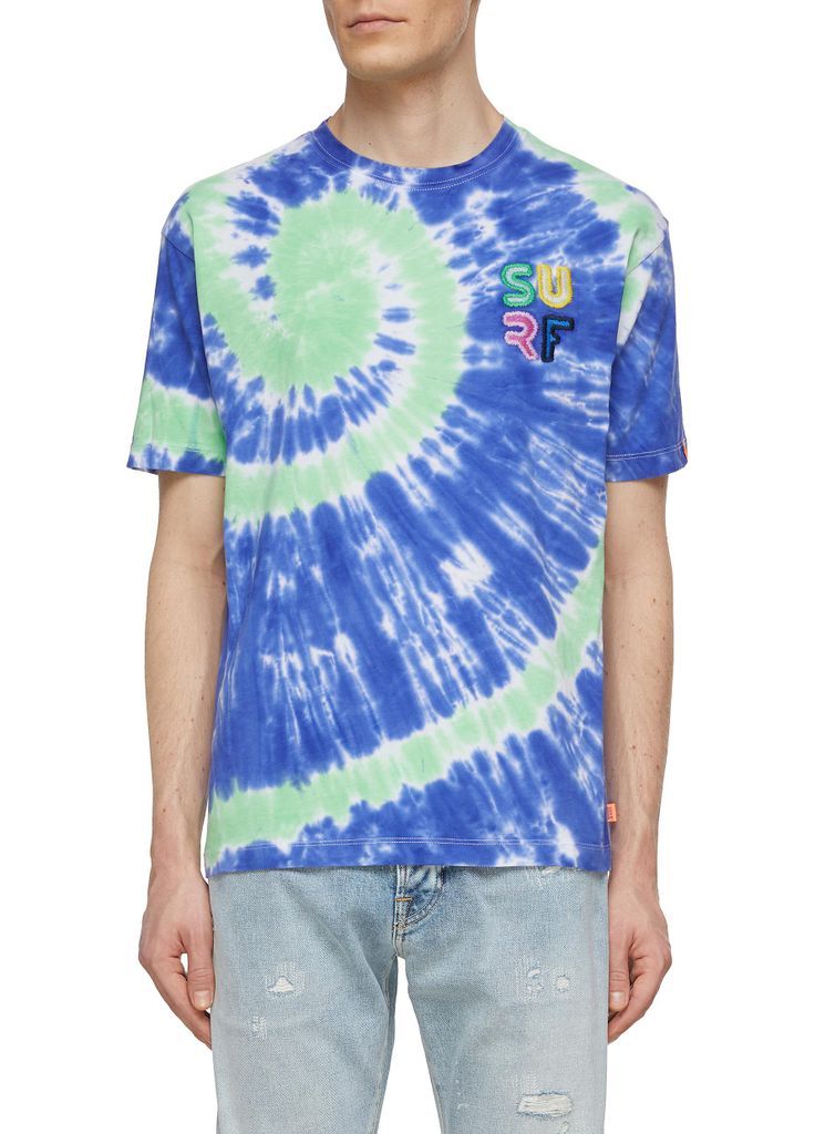 Embroidered Tie Dye Crewneck T-Shirt