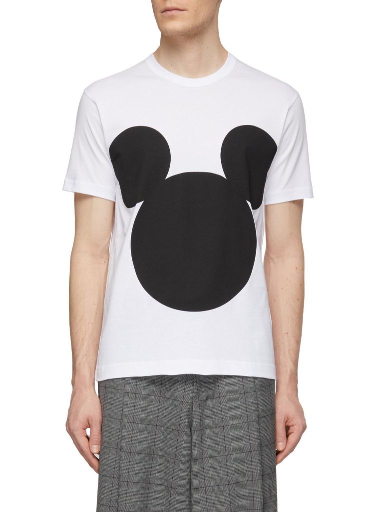 Micky Head Print Crewneck Cotton T-Shirt