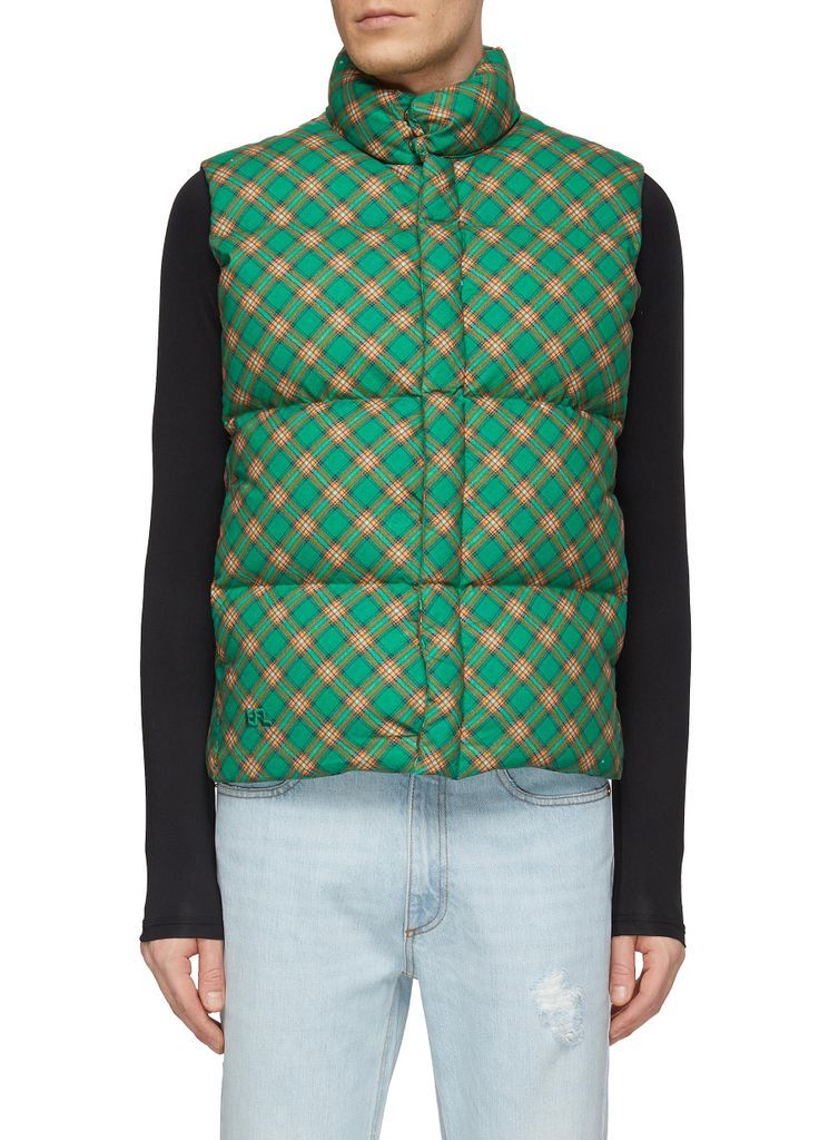 Plaid Print Quilted Puffer Vest