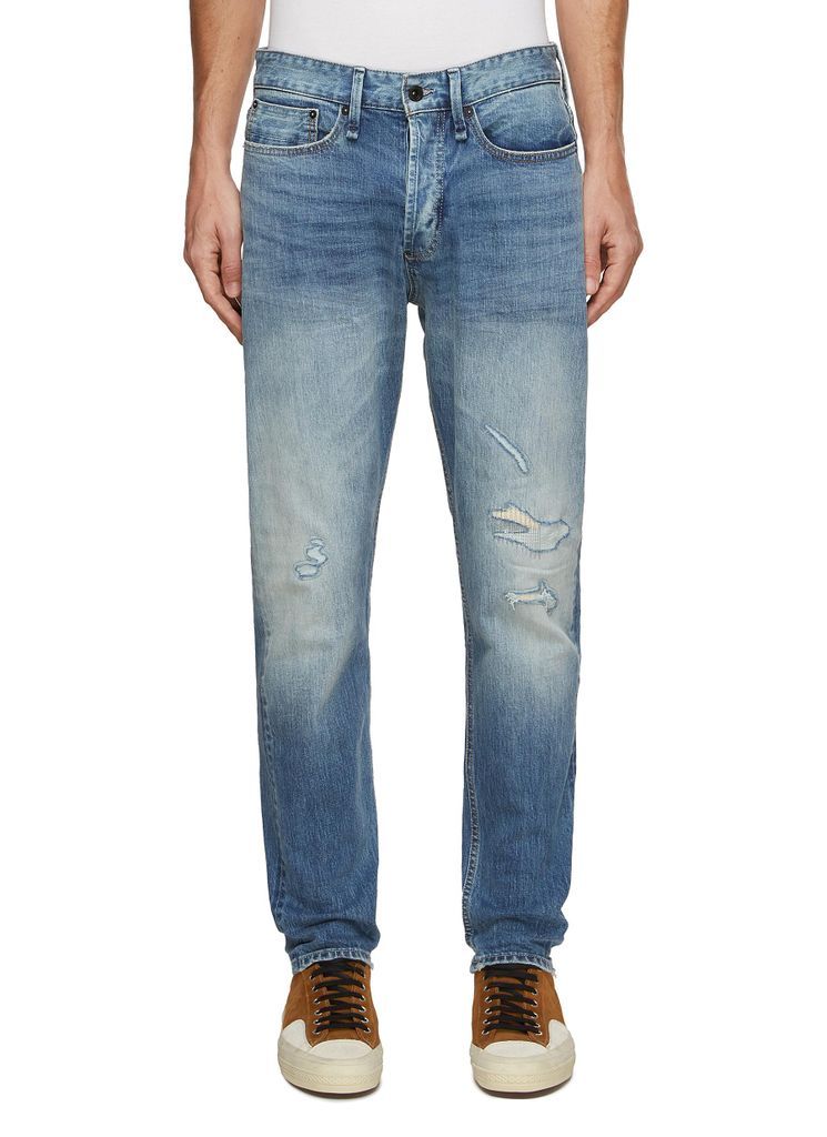 Taper Distressed Detail Low Rise Jeans