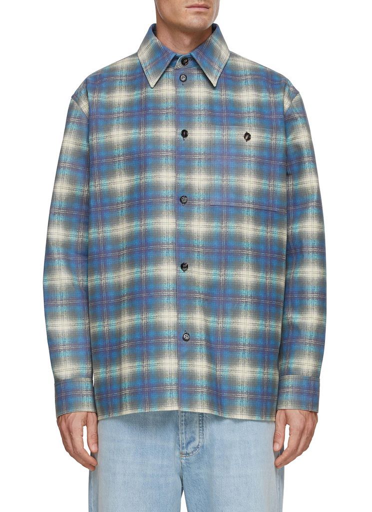 Check Printed Leather Flannel Shirt