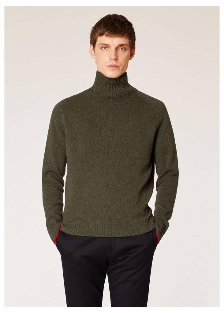 Men's Khaki Cashmere Funnel Neck Sweater